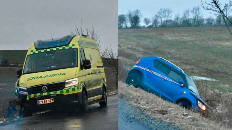 Ambulance involveret i uheld med flere personbiler