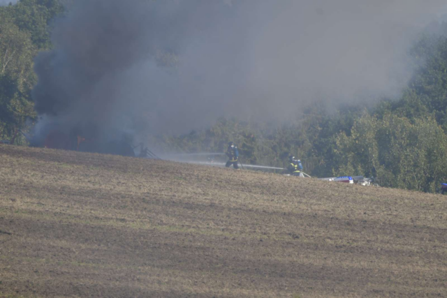 Traktor ædt op af flammer