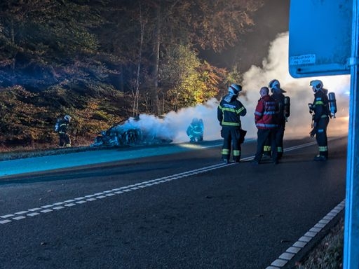 Bil opslugt af flammer: stod ikke til at redde