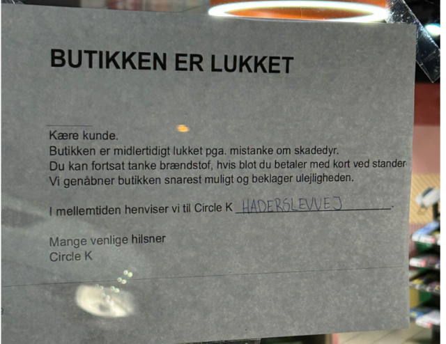 Skadedyr lukker Circle K  på ubestemt tid