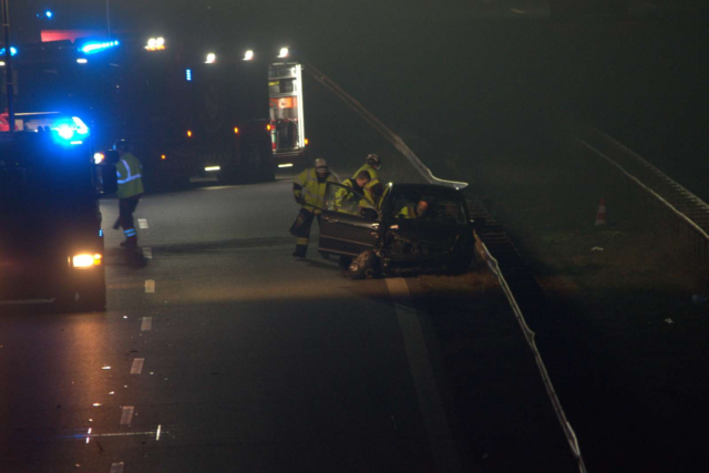 Voldsomt uheld på motorvej