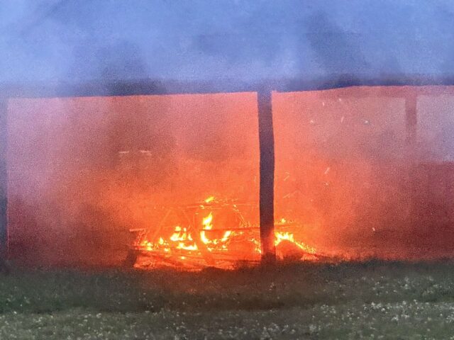 Voldsomme flammer i grønt område