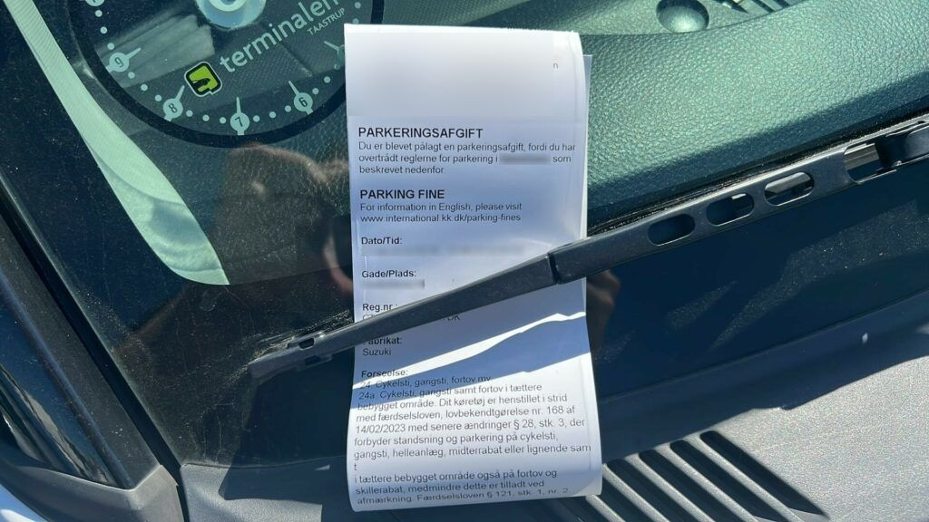 P-bøde ved parkeringsskilt
