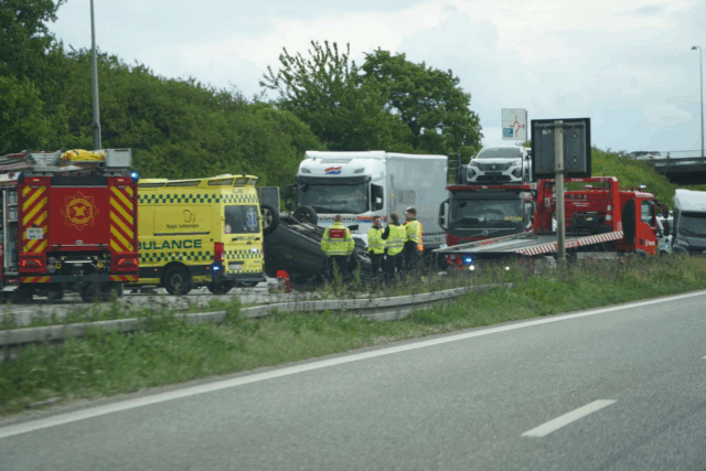 Motorvej fuldstændig afspærret: Massiv kødannelse