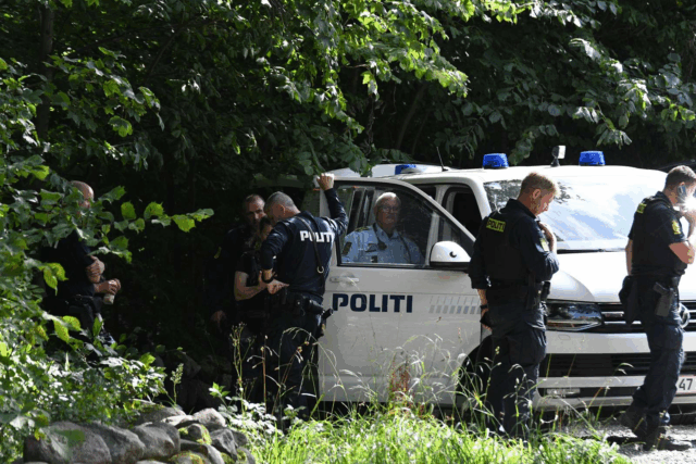 Massiv politistyrke i sumpet skov
