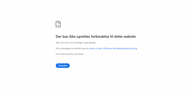 Stort nedbrud i Danmark onsdag aften
