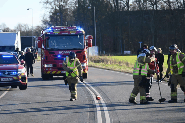 Tørring: Voldsomt uheld på hovedvej