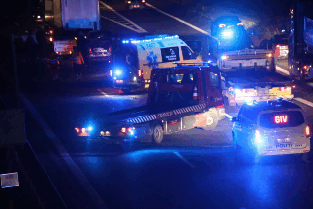 Voldsomt uheld på motorvejen